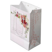 Boho Rood Roze Witte Rose Bloemen Huwelijksmedium Medium Cadeauzakje (Voorkant Gekanteld)