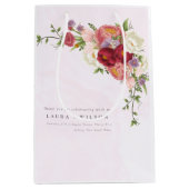 Boho Rood Roze Witte Rose Bloemen Huwelijksmedium Medium Cadeauzakje (Voorkant)