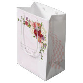 Boho Rood Roze Witte Rose Bloemen Huwelijksmedium Medium Cadeauzakje (Achterkant Gekanteld)