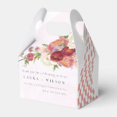 Boho Rood Roze witte Rose Bloemen modern Bedankdoosjes (Achterkant)