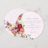 Boho Rood Roze witte Rose Bloemen modern Kaart (Voorkant / Achterkant)