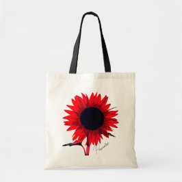 Boho rood zwart zonnebloem elegant tote bag