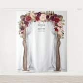 Boho roodbruiloft boog achtergrond foto booth wandkleed (Voorkant)