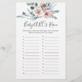 Boho Roos Baby shower Baby ABC Race Game (Voorkant)