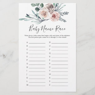 Boho Roos Baby shower Baby Naam Race Game