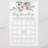 Boho Roos Baby shower Bingo Game (Voorkant)