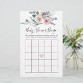 Boho Roos Baby shower Bingo Game (Staand voorkant)