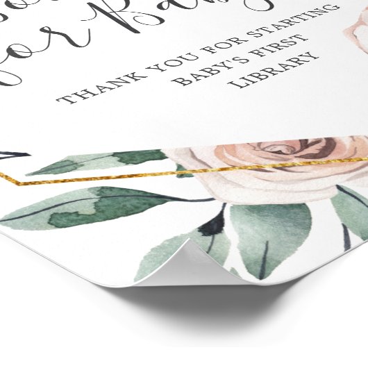 Boho Roos Baby shower Books for Baby Sign Poster (Hoek)