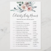 Boho Roos Baby shower Celebrity Baby Names Game (Voorkant)