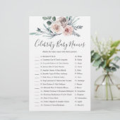 Boho Roos Baby shower Celebrity Baby Names Game (Staand voorkant)