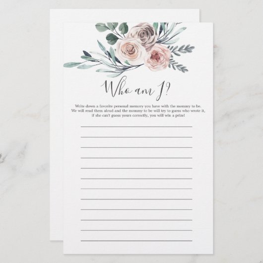 Boho Roos Baby shower die ik word (Voorkant / Achterkant)