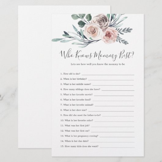 Boho Roos Baby shower die mama het beste kent (Voorkant / Achterkant)