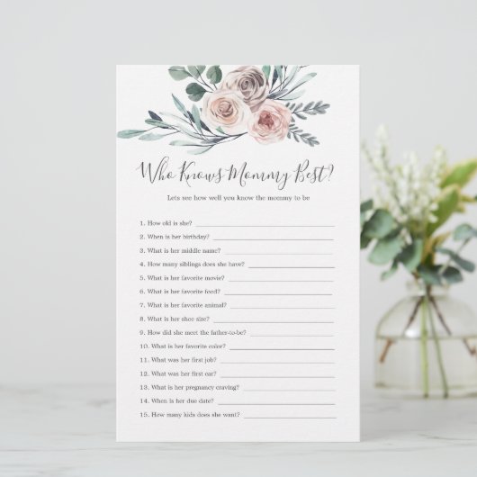 Boho Roos Baby shower die mama het beste kent (Staand voorkant)