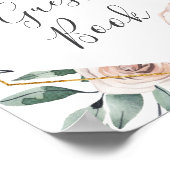 Boho Roos Baby shower Guestbook Sign Poster (Hoek)