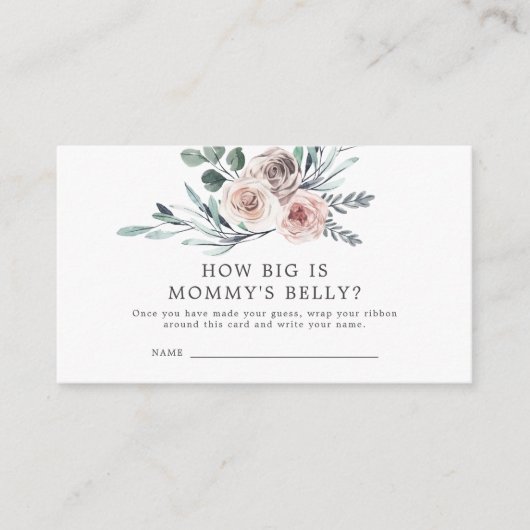 Boho Roos Baby shower Hoe groot is mama's buik Informatiekaartje (Voorkant)