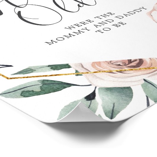 Boho Roos Baby shower Hoe oud waren mama en papa Poster (Hoek)