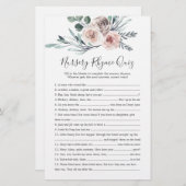 Boho Roos Baby shower kinderkamer rijm quiz spel (Voorkant / Achterkant)