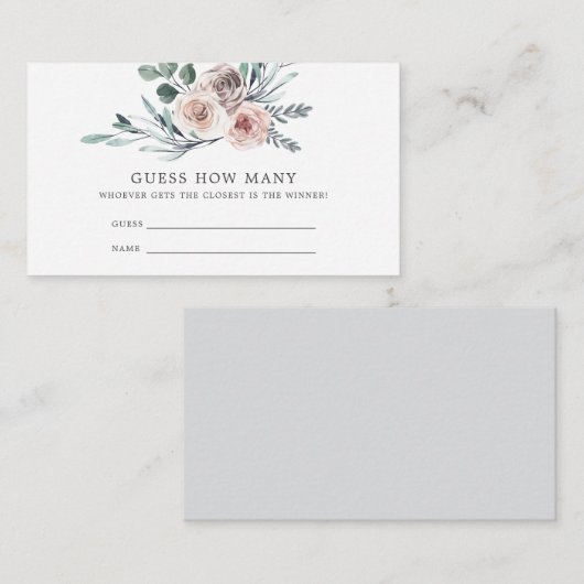 Boho Roos Baby shower raad eens hoeveel kaart (Voorkant / Achterkant)