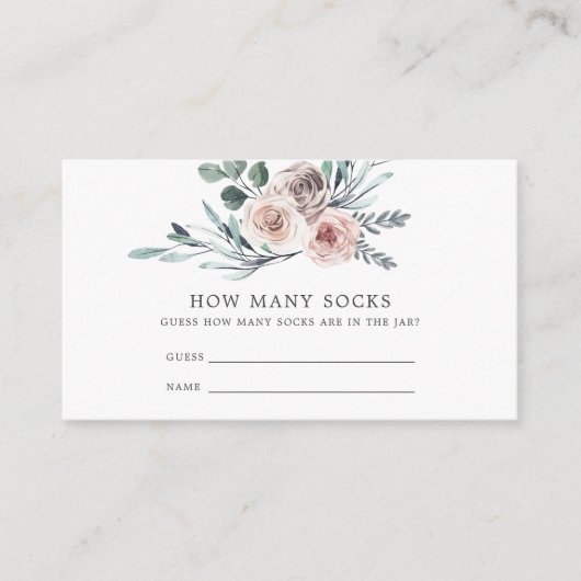 Boho Roos Baby shower raad eens hoeveel sokjetkaar Informatiekaartje (Voorkant)