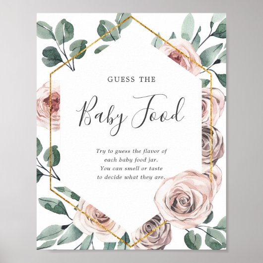 Boho Roos Baby shower raad het Baby voedsel Poster (Voorkant)
