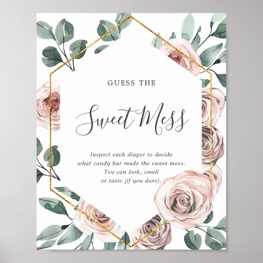 Boho Roos Baby shower raad het zoete Poster (Voorkant)