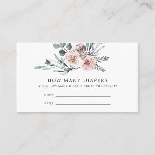 Boho Roos Baby shower raad hoeveel luiers er zijn Informatiekaartje (Voorkant)