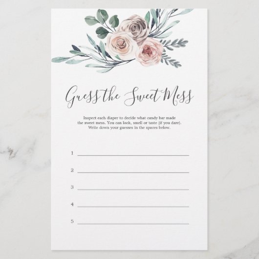 Boho Roos Baby shower raadt de zoete muis (Voorkant)