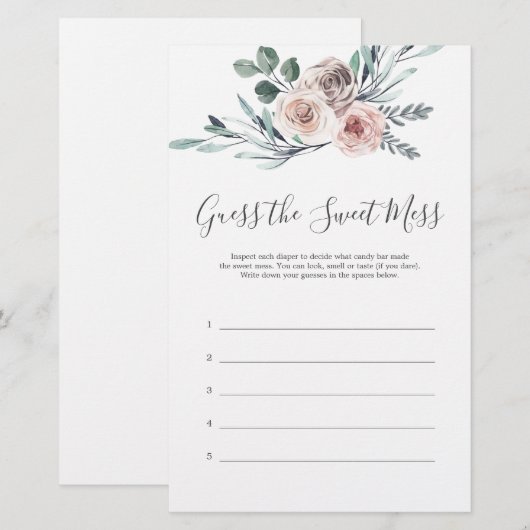 Boho Roos Baby shower raadt de zoete muis (Voorkant / Achterkant)