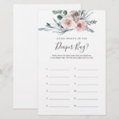 Boho Roos Baby shower raden wat er in luiertas zit (Voorkant / Achterkant)