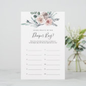 Boho Roos Baby shower raden wat er in luiertas zit (Staand voorkant)