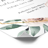 Boho Roos Baby shower Sanitizing Station Sign. Poster (Hoek)