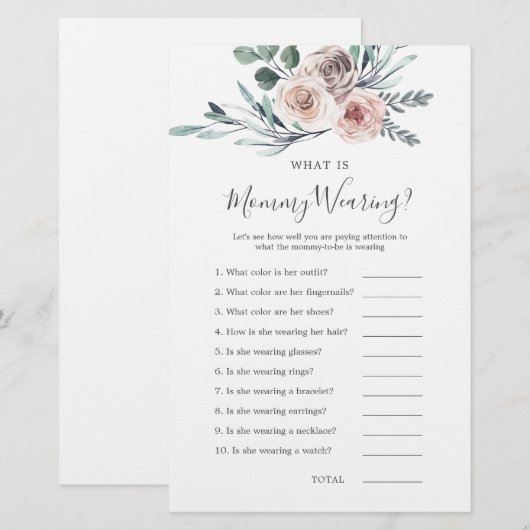 Boho Roos Baby shower Wat draagt mama (Voorkant / Achterkant)