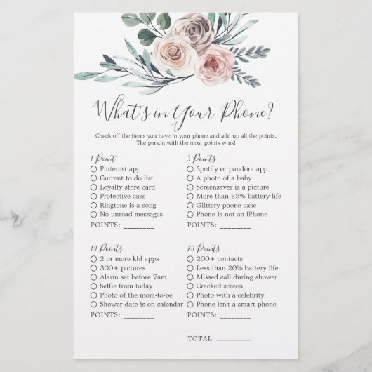 Boho Roos Baby shower Wat zit er in je telefoon (Voorkant)