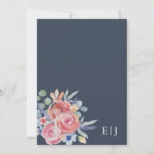 Boho Roos Bloemen Waterverf bruiloft Kaart (Achterkant)