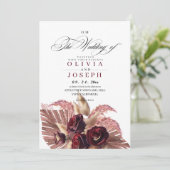Boho Roos Bloemrijke Rustieke Bruiloft Kaart (Staand voorkant)