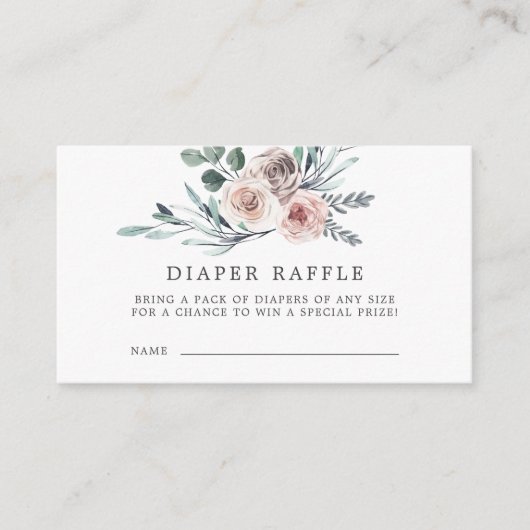 Boho Roos Diaper Raffle Baby shower Card Informatiekaartje (Voorkant)