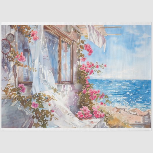 Boho Roos Dreamcatcher Kustdecoupage Tissuepapier (Voorkant)