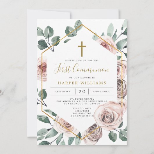 Boho Roos Eerste Uitnodiging (Voorkant)