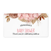Boho Roos Florals | Baby shower Dank u Etiket (Voorkant)