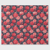 Boho Roos Flower Natuur Wrapping Paper Cadeaupapier (Vlak)
