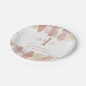 Boho Roos Gold Blush Regenboog 1e Verjaardagsfeest Papieren Bordje (Gekanteld)
