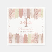 Boho Roos Gold Blush Regenboog 1e Verjaardagsfeest Servet (Voorkant)