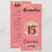 Boho Roos Gold Elegant Quinceañera Spaans Menu (Voorkant / Achterkant)