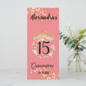 Boho Roos Gold Elegant Quinceañera Spaans Menu (Staand voorkant)