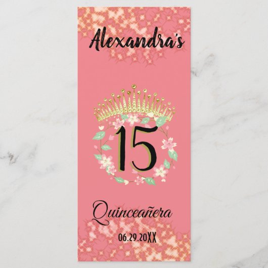 Boho Roos Gold Elegant Quinceañera Spaans Menu (Voorkant)