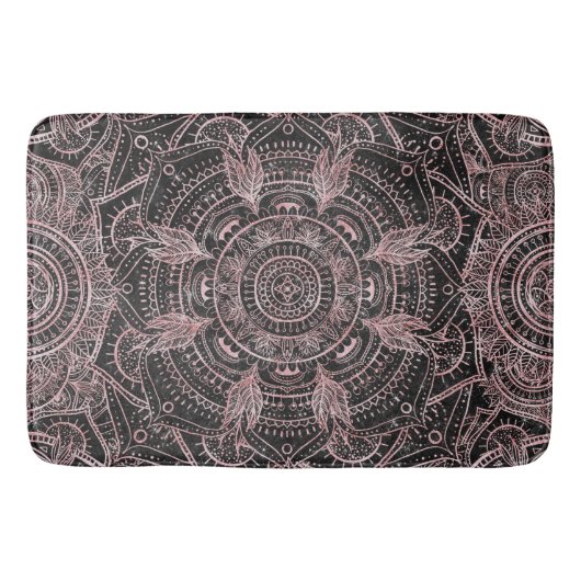 Boho Roos Gold Grey Mandala Elegant Design Badmat (Voorkant)