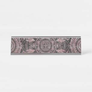Boho Roos Gold Grey Mandala Elegant Design Bureau Naambordje