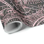 Boho Roos Gold Grey Mandala Elegant Design Cadeaupapier (Rol Hoek)