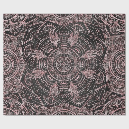 Boho Roos Gold Grey Mandala Elegant Design Cadeaupapier (Vlak)