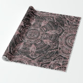 Boho Roos Gold Grey Mandala Elegant Design Cadeaupapier (Uitgerold)